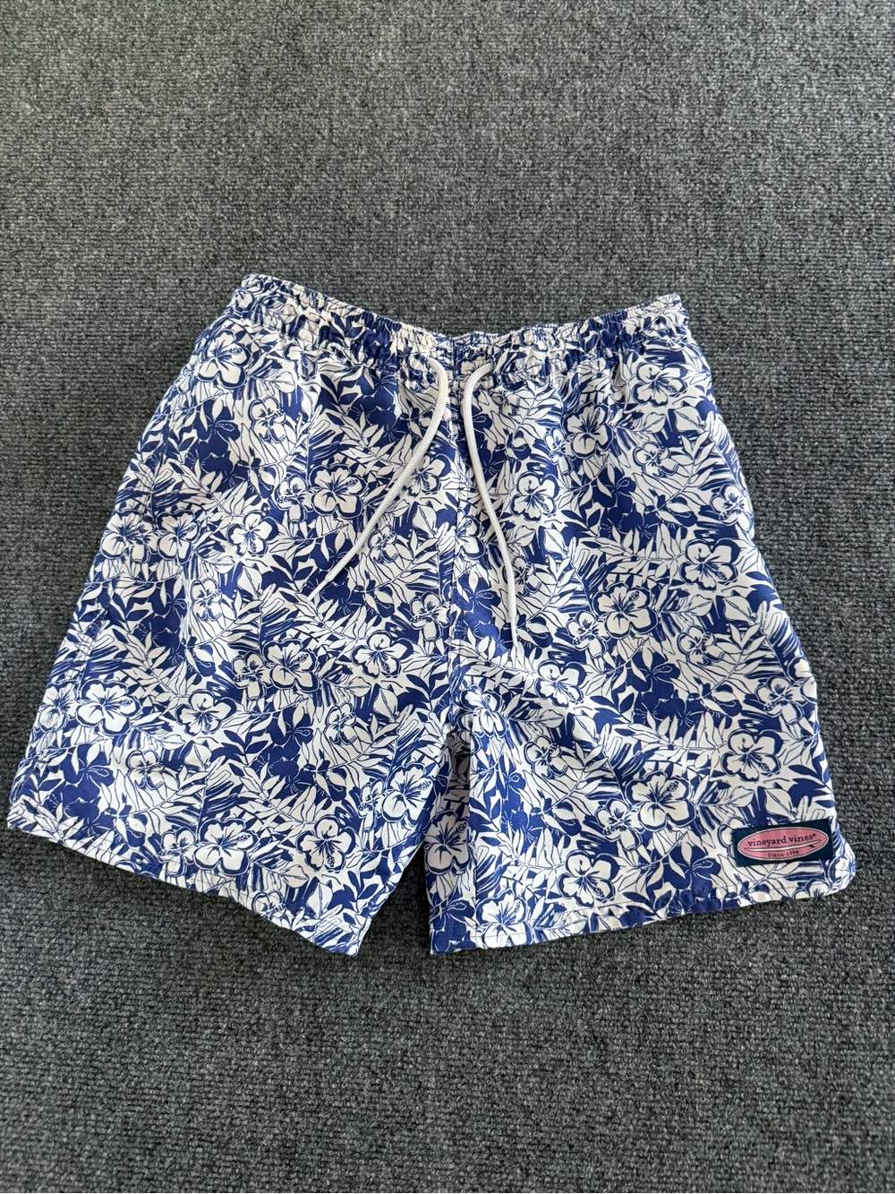 Vineyard Vines Navy and White Floral Swim Shorts